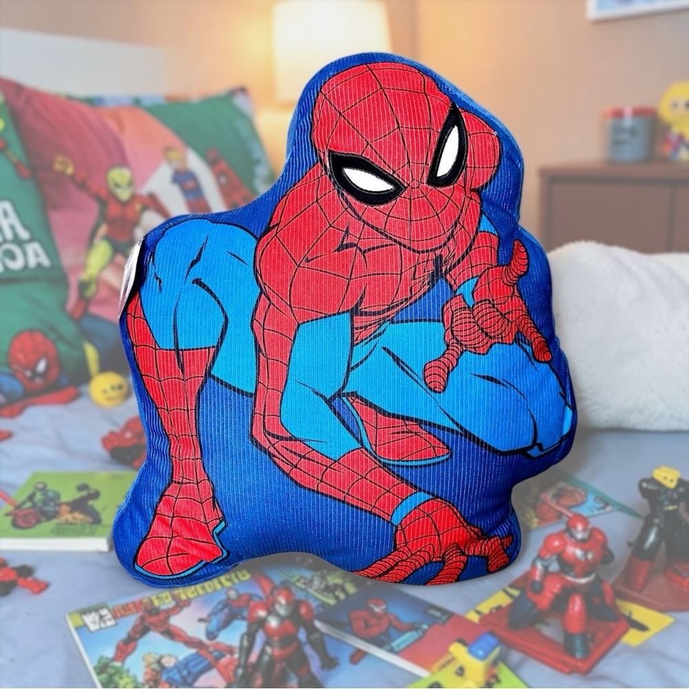 Marvel Spiderman Collectable Corduroy Blue Red Soft Large Pillow 19”x17”x7
